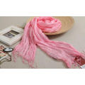 Женщины Pure Silk Solid Color Long Ruffle Scarf with Friges (SD260L)